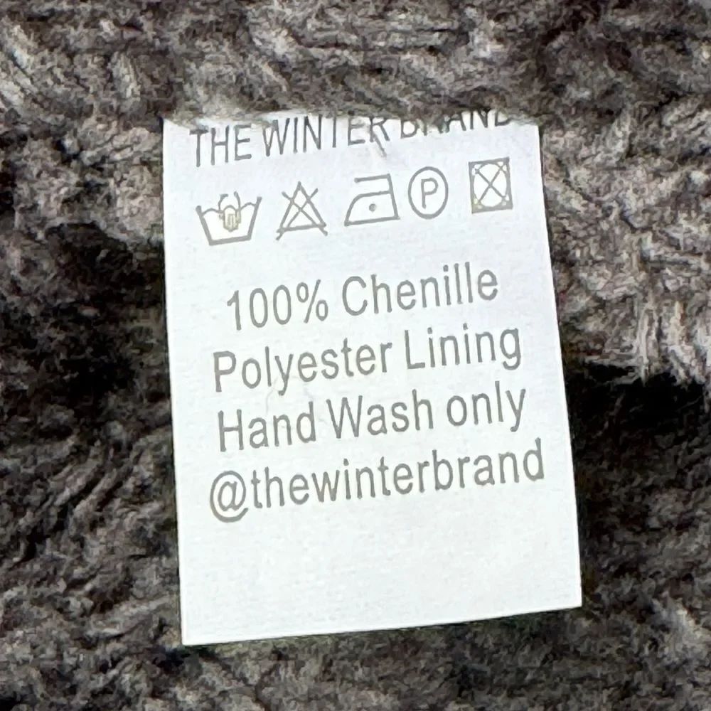 The Winter Brand Chenille Beanie Dark Navy Black Marled Knit NWT - Picture 6 of 9